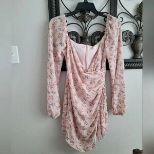 Altr'd State Floral Ruched Waist Side Tie Dress